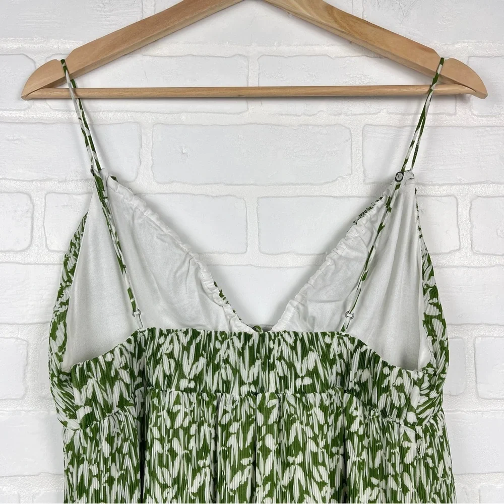 Abercrombie & Fitch Mini babydoll dress green white floral medium Tall - Picture 5 of 13